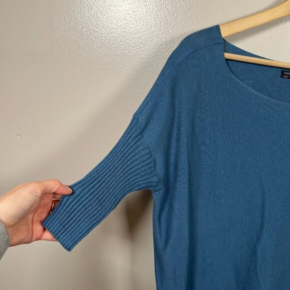 Peruvian Connection Pima Cotton Sweater Tunic Size Small Blue Dolman Sleeve - Picture 4 of 7